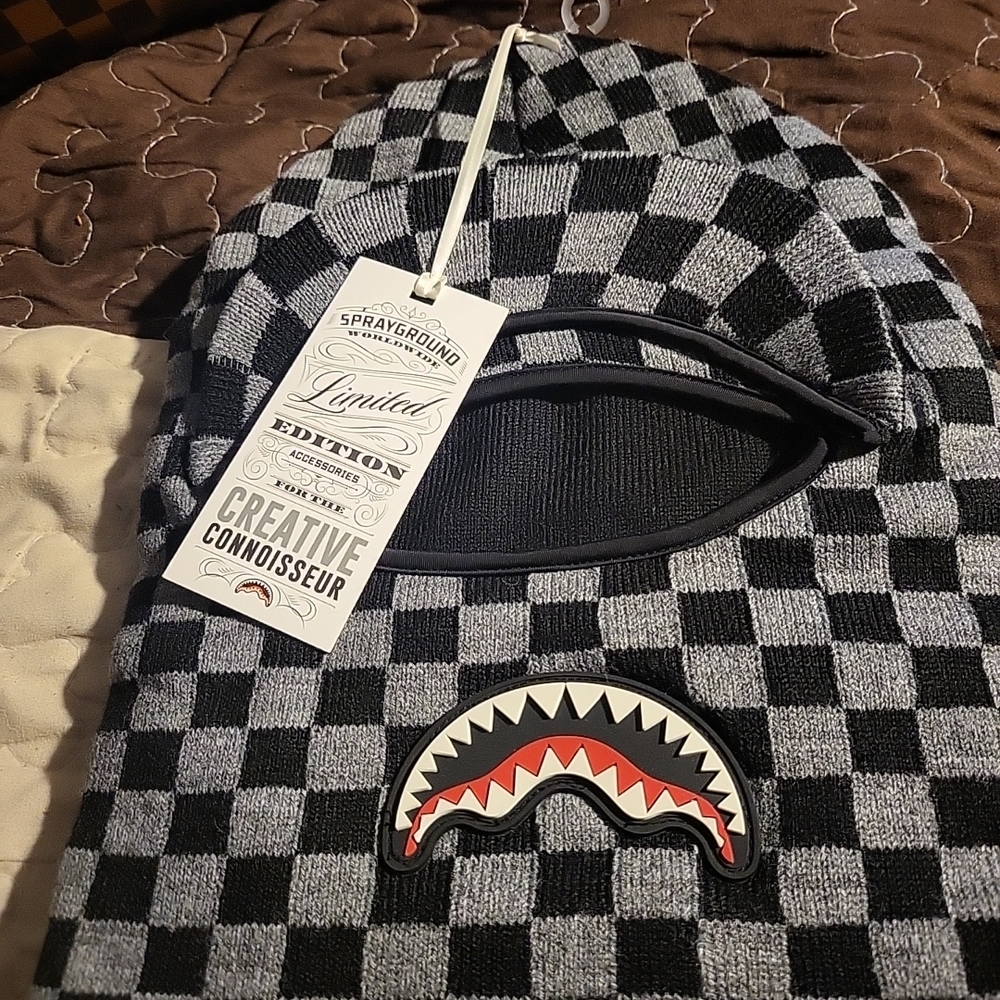 Sprayground Black and Gray Visor Ski Mask